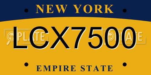 LCX7500 New York License Plate