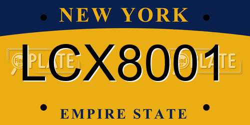 LCX8001 New York License Plate
