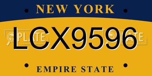 LCX9596 New York License Plate