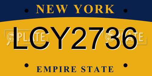 LCY2736 New York License Plate