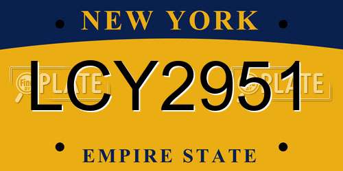 LCY2951 New York License Plate