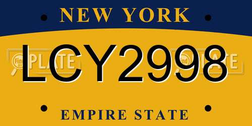 LCY2998 New York License Plate