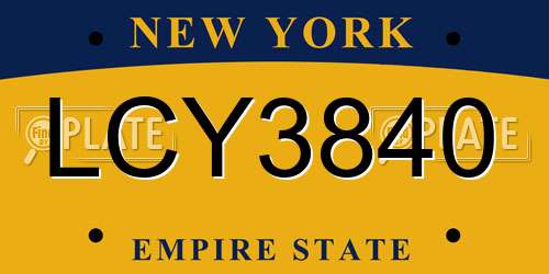 LCY3840 New York License Plate