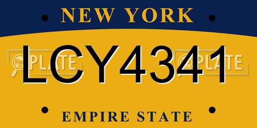 LCY4341 New York License Plate
