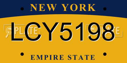 LCY5198 New York License Plate