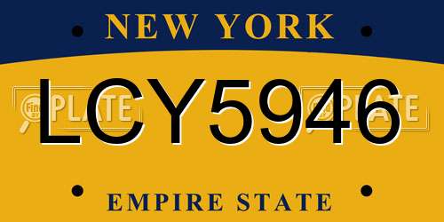 LCY5946 New York License Plate