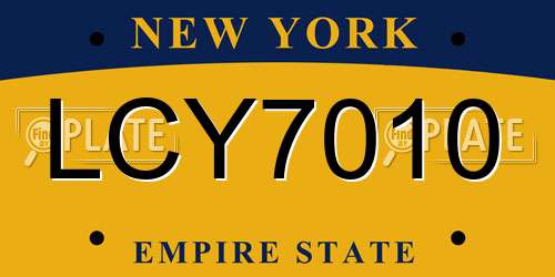 LCY7010 New York License Plate