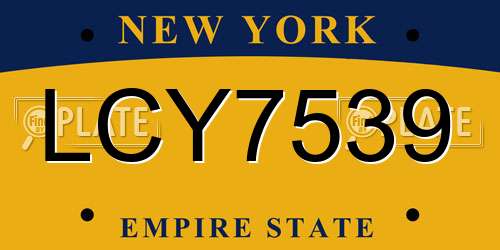 LCY7539 New York License Plate