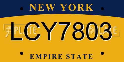 LCY7803 New York License Plate