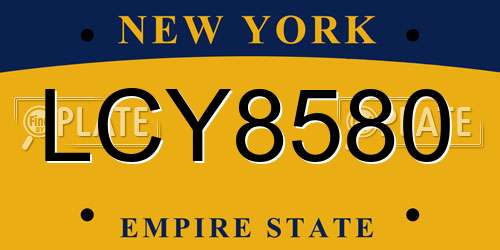 LCY8580 New York License Plate