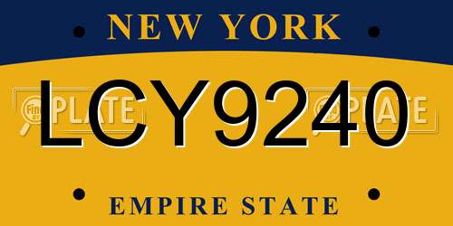 LCY9240 New York License Plate