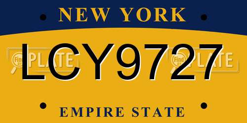 LCY9727 New York License Plate