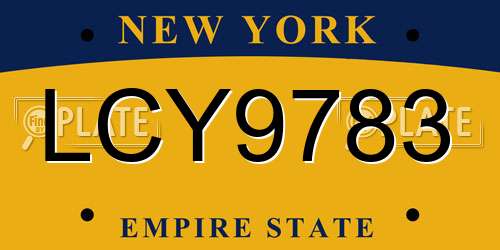 LCY9783 New York License Plate