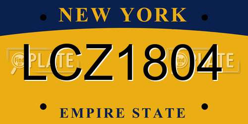 LCZ1804 New York License Plate