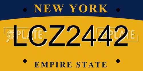 LCZ2442 New York License Plate