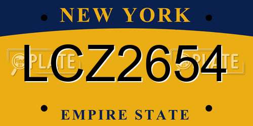 LCZ2654 New York License Plate