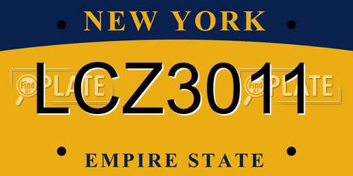 LCZ3011 New York License Plate