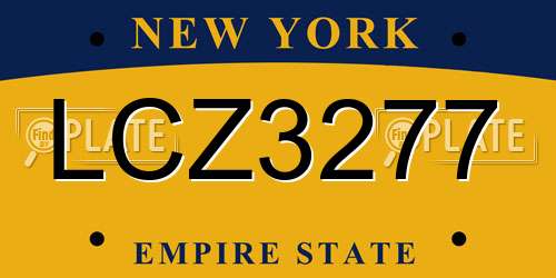 LCZ3277 New York License Plate