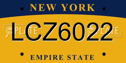 LCZ6022 New York License Plate