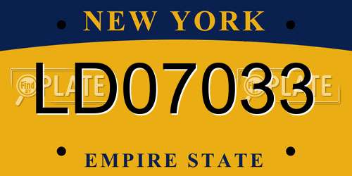 LD07033 New York License Plate