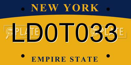 LD0T033 New York License Plate