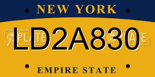 LD2A830 New York License Plate