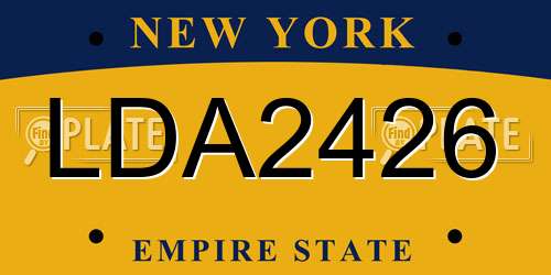 LDA2426 New York License Plate