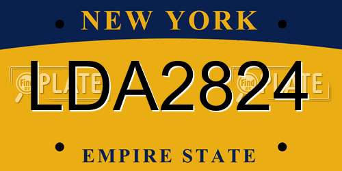 LDA2824 New York License Plate