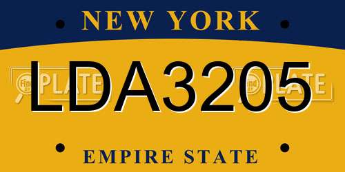 LDA3205 New York License Plate