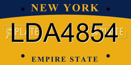 LDA4854 New York License Plate