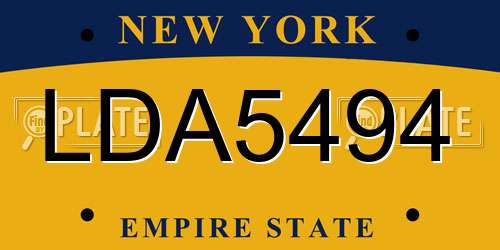 LDA5494 New York License Plate