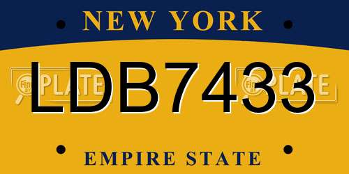 LDB7433 New York License Plate