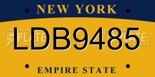 LDB9485 New York License Plate