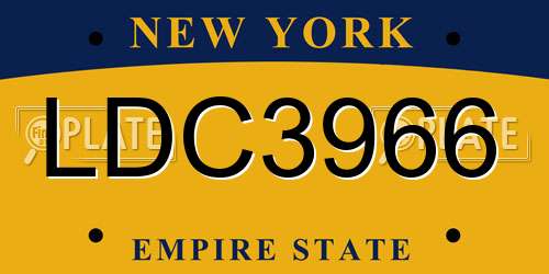LDC3966 New York License Plate