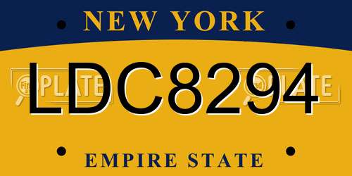 LDC8294 New York License Plate