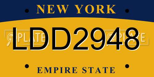 LDD2948 New York License Plate