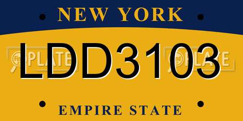 LDD3103 New York License Plate