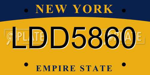 LDD5860 New York License Plate