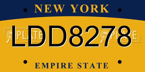 LDD8278 New York License Plate