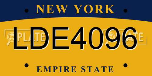 LDE4096 New York License Plate