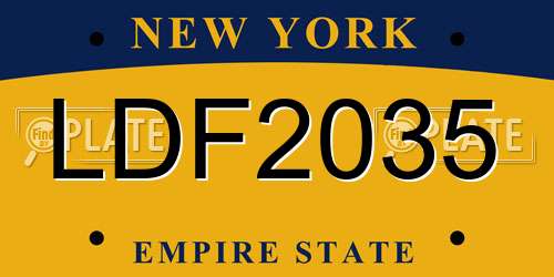 LDF2035 New York License Plate