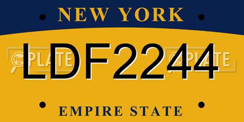 LDF2244 New York License Plate