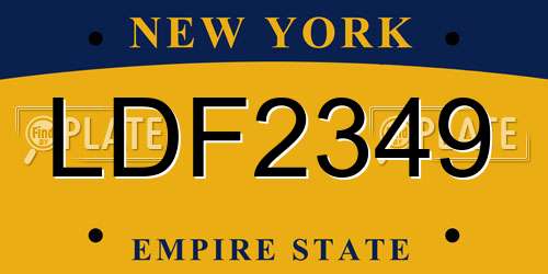 LDF2349 New York License Plate