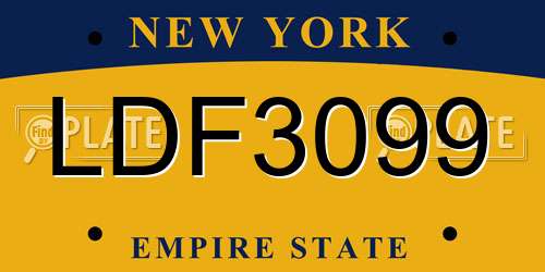 LDF3099 New York License Plate