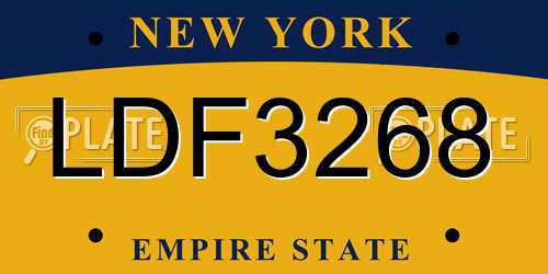 LDF3268 New York License Plate