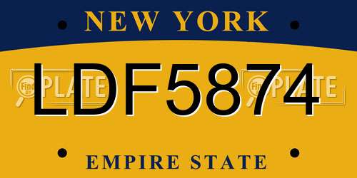 LDF5874 New York License Plate