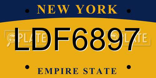 LDF6897 New York License Plate