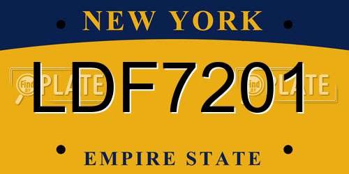 LDF7201 New York License Plate
