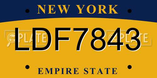LDF7843 New York License Plate