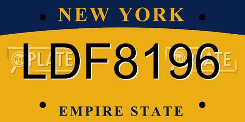 LDF8196 New York License Plate